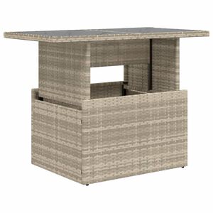 vidaXL Gartentisch mit Glasplatte Hellgrau 100x55x73 cm Poly Rattan