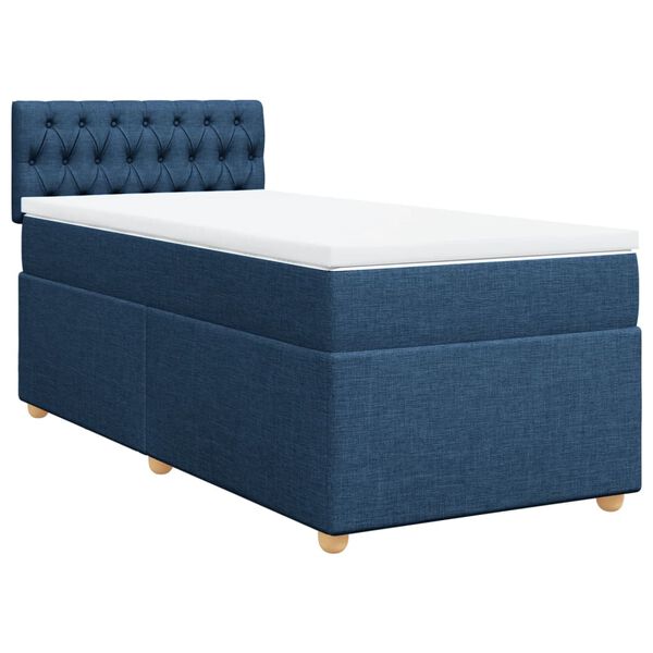 vidaXL Boxspringbett mit Matratze Blau 90x200 cm Stoff