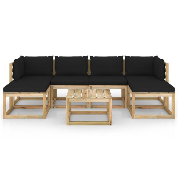 vidaXL 7-tlg. Garten-Lounge-Set mit Kissen Impr&auml;gniertes Kiefernholz