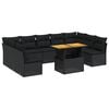 vidaXL 10-tlg. Garten-Sofagarnitur mit Kissen Schwarz Poly Rattan