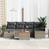 vidaXL Garten-Sofa-Set mit Kissen mit Speicher 7 pcs Grau Poly Rattan