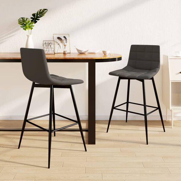 vidaXL Barhocker 2 Stk. Dunkelgrau Samt