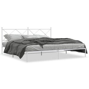 vidaXL Bettgestell mit Kopfteil Metall Wei&szlig; 193x203 cm