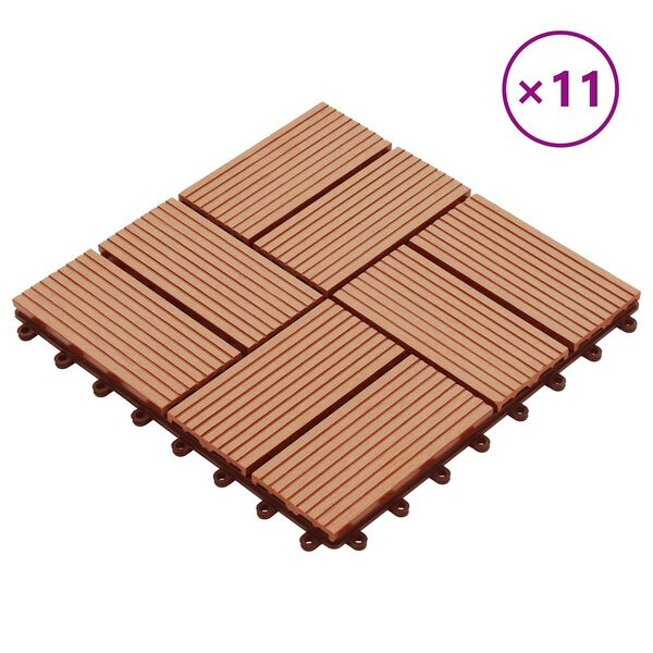 vidaXL Terrassenfliese 11 pcs Teak 30 x 30 cm WPC
