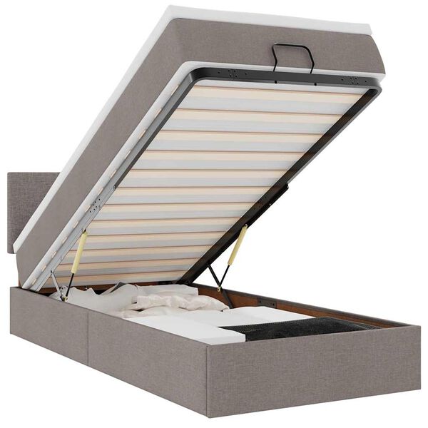 vidaXL Ottoman-Bett mit Matratze & LEDs Taupe 80x200 cm Stoff