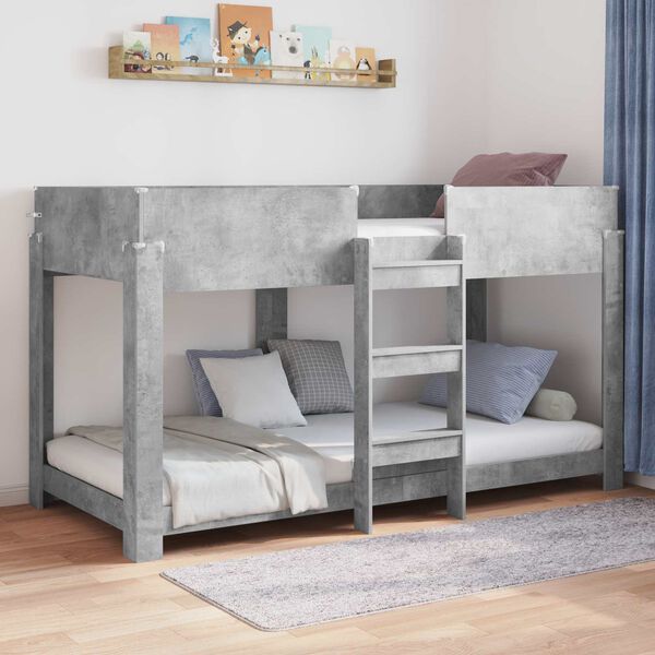 vidaXL Etagenbett f&uuml;r Kinder Beton Grau 100 x 190 cm Holzwerkstoff