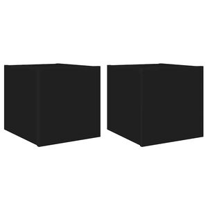 vidaXL TV-Wandschr&auml;nke mit LED-Leuchten 2 Stk. Schwarz 30,5x35x30 cm