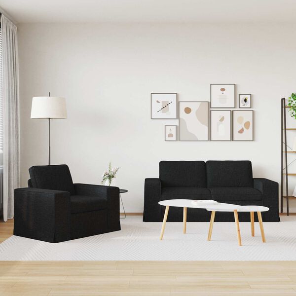 vidaXL Sofa Set 2 pcs Schwarz 182 x 80 x 82 cm Stoff