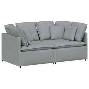vidaXL Modulares Sofa mit Kissen Stoff Hellgrau