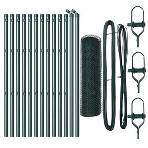 vidaXL Zaunpfosten Gr&uuml;n 25 x 0,5 m (13 mm Maschen) Stahl