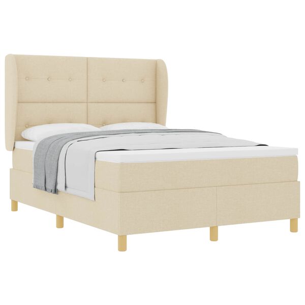 vidaXL Boxspringbett mit Matratze Creme 200 x 140 cm Stoff