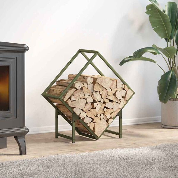vidaXL Brennholzregal Olivgr&uuml;n 60x25x60 cm Kaltgewalzter Stahl