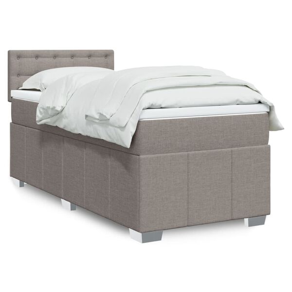 vidaXL Boxspringbett mit Matratze Taupe 90x200 cm Stoff