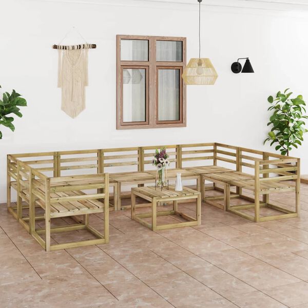 vidaXL 10-tlg. Garten-Lounge-Set Gr&uuml;n Impr&auml;gniertes Kiefernholz
