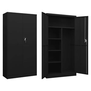 vidaXL Schlie&szlig;fachschrank Schwarz 90x40x180 cm Stahl