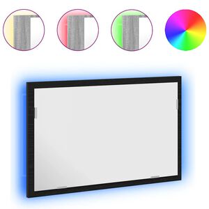 vidaXL Badspiegel mit LED-Leuchten Schwarz Eichen-Optik 60x8,5x37 cm