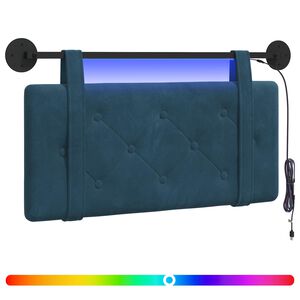 vidaXL H&auml;ngendes Kopfteil Mit LED Licht Blau Samt