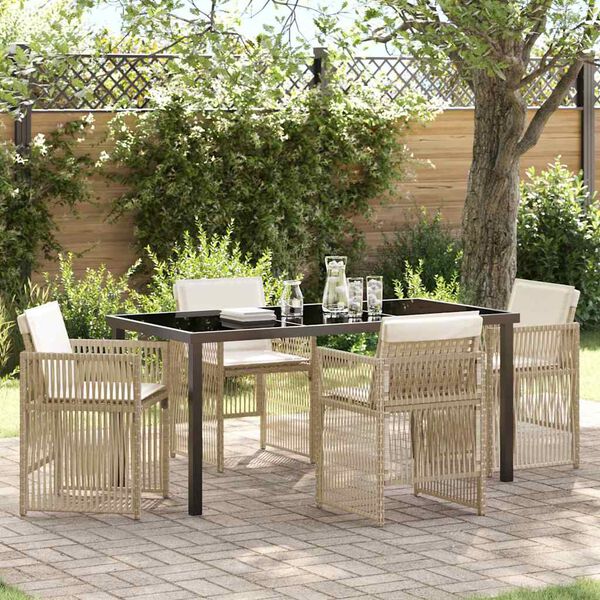 vidaXL Garten Essgruppe 5 pcs Beige Pulverbeschichteter Stahl