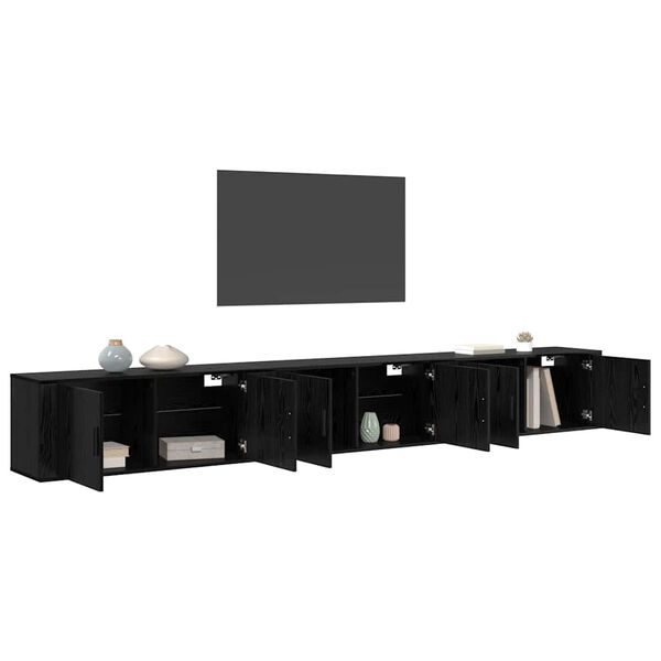 vidaXL Wand-TV-Schrank Set Wandmontiert 3 pcs Schwarz Eichen-Optik