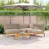 vidaXL Sofa Set mit Kissen Uni 4 pcs Taupe Massivholz Akazie