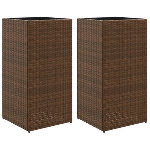 vidaXL Pflanzk&uuml;bel 2 Stk. Braun 40x40x80 cm Poly Rattan
