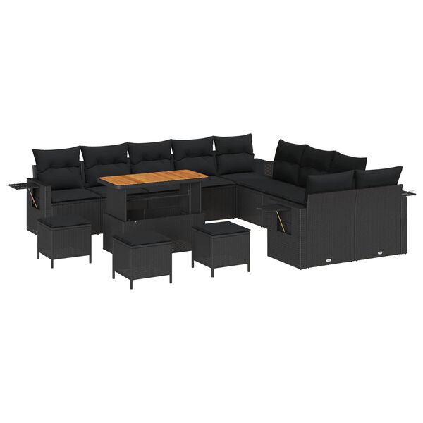 vidaXL Gartensofa-set 14 pcs Schwarz Poly-Rattan