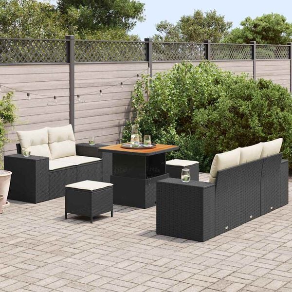 vidaXL Gartensofa-set 8 pcs Schwarz Poly-Rattan
