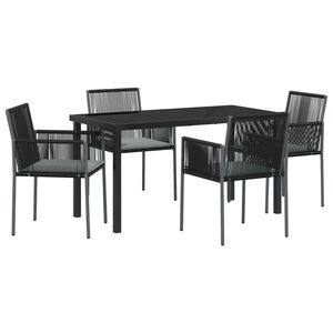 vidaXL Garten Essgruppe 5 pcs Schwarz PE-Rattan