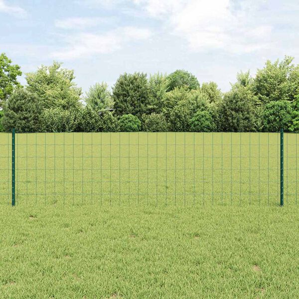 vidaXL Zaun mit Pfosten Gr&uuml;n 0,6 x 50 m Stahl und PVC