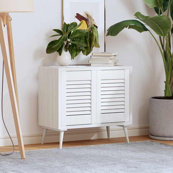 vidaXL Schrankt&uuml;ren Lamellen-Design 2 Stk. Wei&szlig; 39,5x29,5 cm