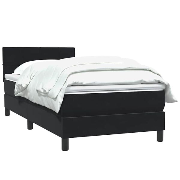 vidaXL Boxspringbett mit Matratze Schwarz 90x210 cm Samt