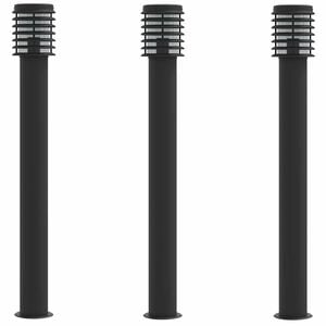 vidaXL Wegeleuchten 3 Stk. Schwarz 110 cm Edelstahl