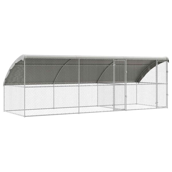 vidaXL Hundek&auml;fig 3 pcs Silber 6 x 2 x 2 m Verzinkter Stahl