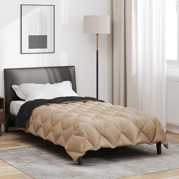 vidaXL Winterbettdecke Schwarz und Taupe 220 x 140 cm Mikrofaser