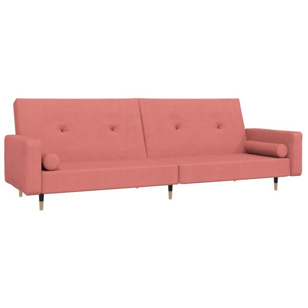 vidaXL Schlafsofa 2-Sitzer mit Hocker Rosa Samt