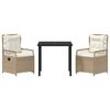 vidaXL Garten Essgruppe 3 pcs Beige und Cremewei&szlig; Poly-Rattan