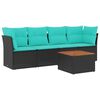 vidaXL 5-tlg. Garten-Sofagarnitur mit Kissen Schwarz Poly Rattan
