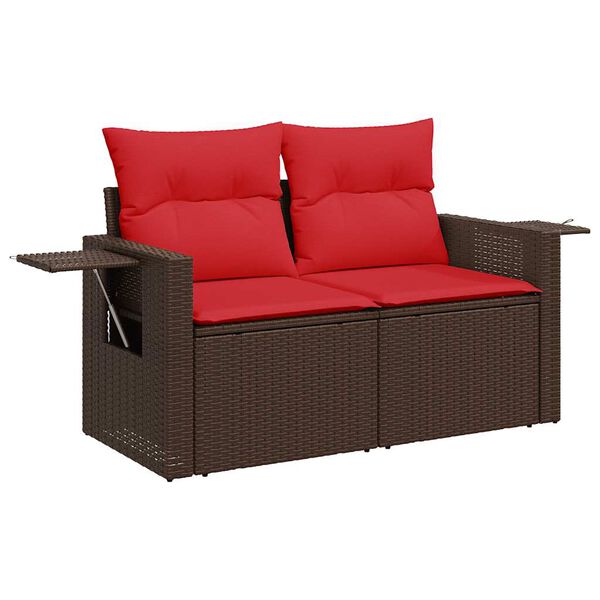 vidaXL 5-tlg. Garten-Sofagarnitur mit Kissen Braun Poly Rattan