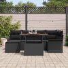 vidaXL Garten-Sofa-Set mit Speicher 7 pcs Schwarz Poly Rattan