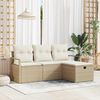 vidaXL Sofa Set mit Kissen 4 pcs Beige und Creme Poly-Rattan