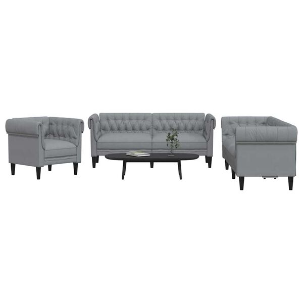 vidaXL Wohnzimmer Couch 3 pcs Hellgrau Stoff