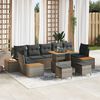 vidaXL Gartensofa-set mit Kissen mit Speicher 10 pcs Grau Poly Rattan