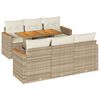vidaXL 7-tlg. Garten-Sofagarnitur mit Kissen Beige Poly Rattan Akazie