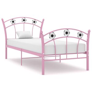 vidaXL Einzelbett mit Fu&szlig;ball-Design Rosa Metall 90x200 cm