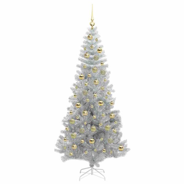 vidaXL Weihnachtsbaum mit 300 LEDs mit St&auml;nder Silber 210 cm PET