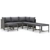 vidaXL 7-tlg. Garten-Lounge-Set mit Kissen Poly Rattan Grau