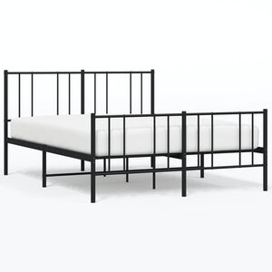 vidaXL Metallbett ohne Matratze mit Fu&szlig;teil Schwarz 160x200 cm