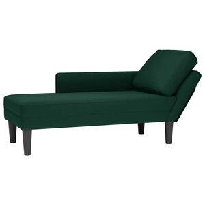 vidaXL Chaiselongue mit Kissen und Rechter Armlehne Dunkelgr&uuml;n Samt