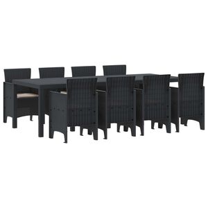 vidaXL Garten Essgruppe 9 pcs Anthrazit Polt Rattan