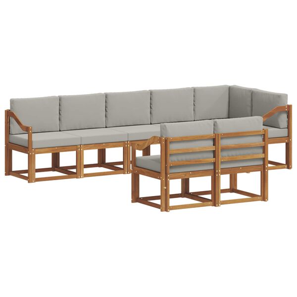 vidaXL Outdoor-Sofagarnitur mit Kissen 8 pcs Nat&uuml;rlich und Hellgrau